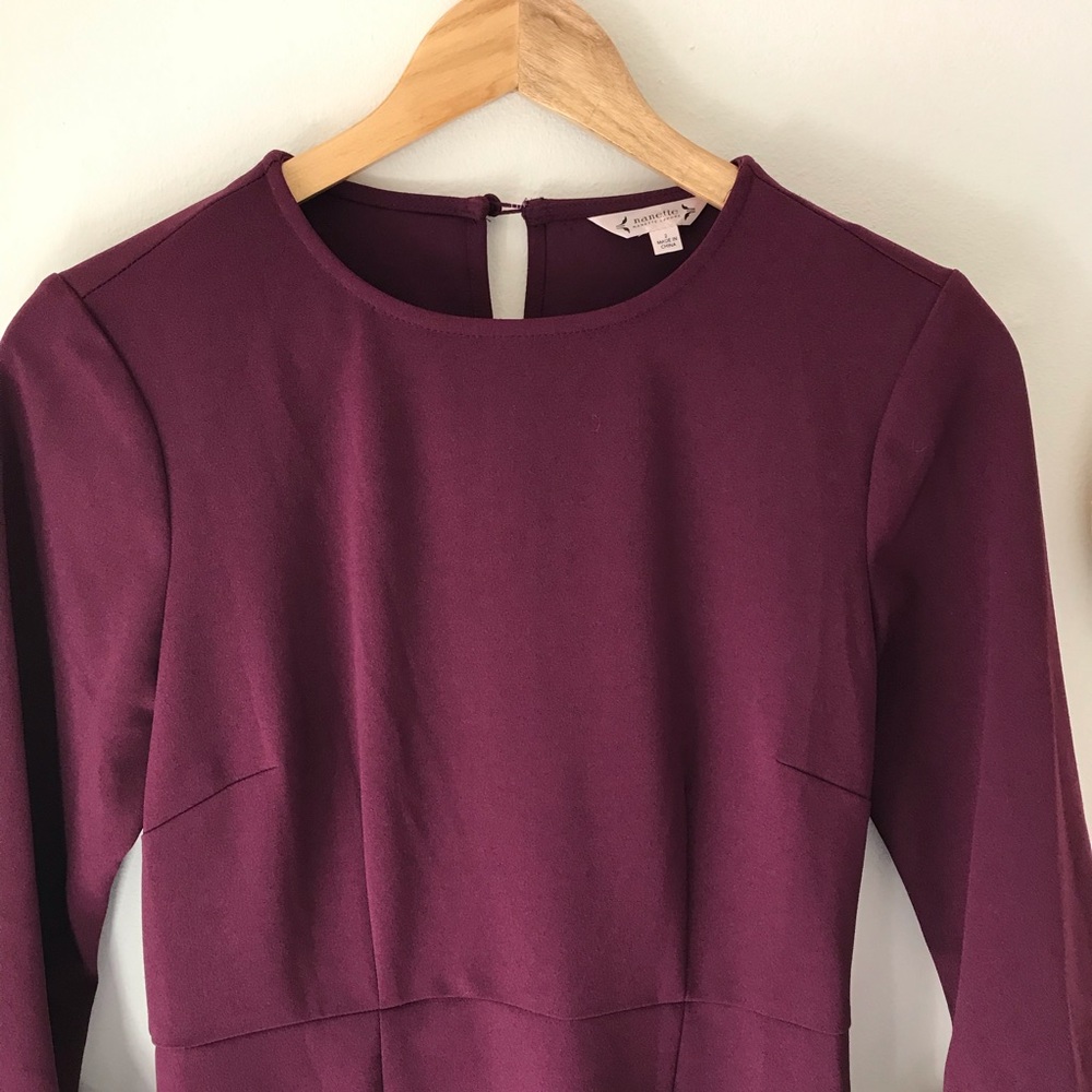 Nanette Lepore aubergine ruffle tulip sleeves dress - Picture 3 of 11